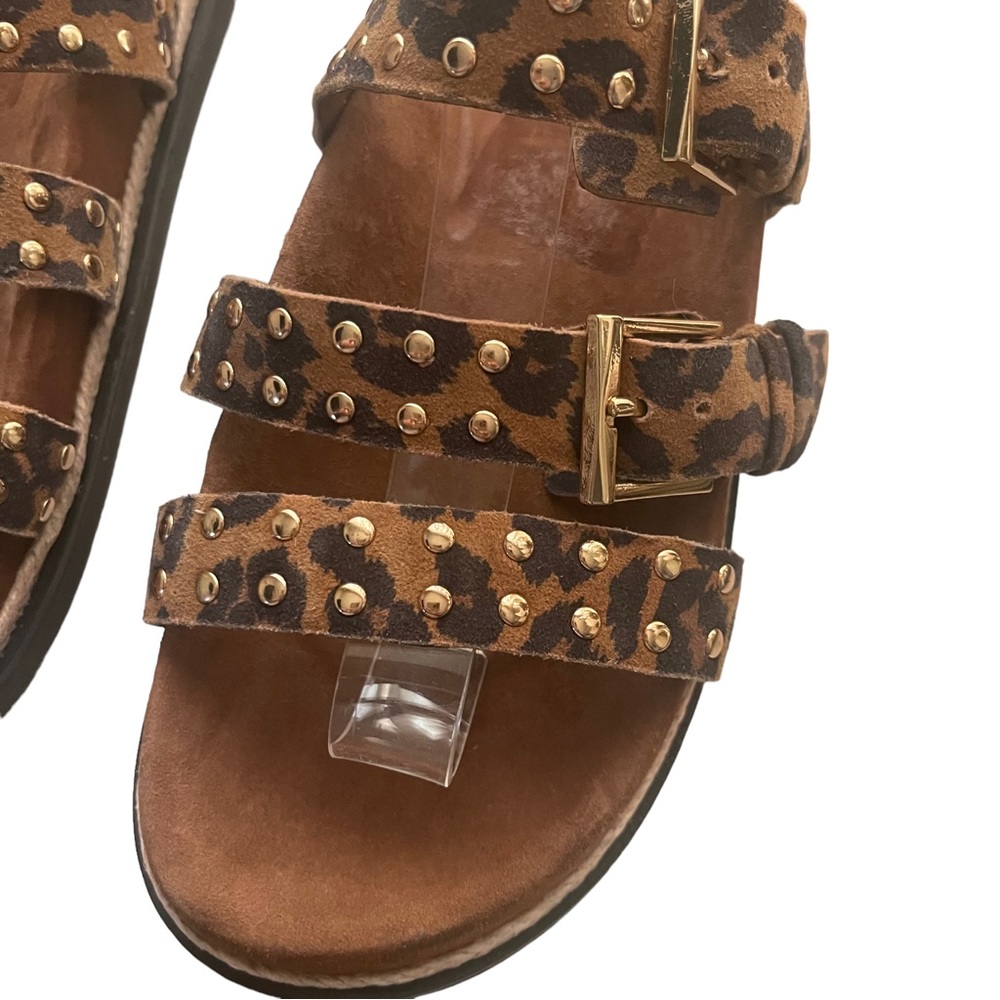 Vince Camuto Womens Ciandra Three Strap Slide Sandal Summer Natural Leopard 8M - Picture 4 of 9